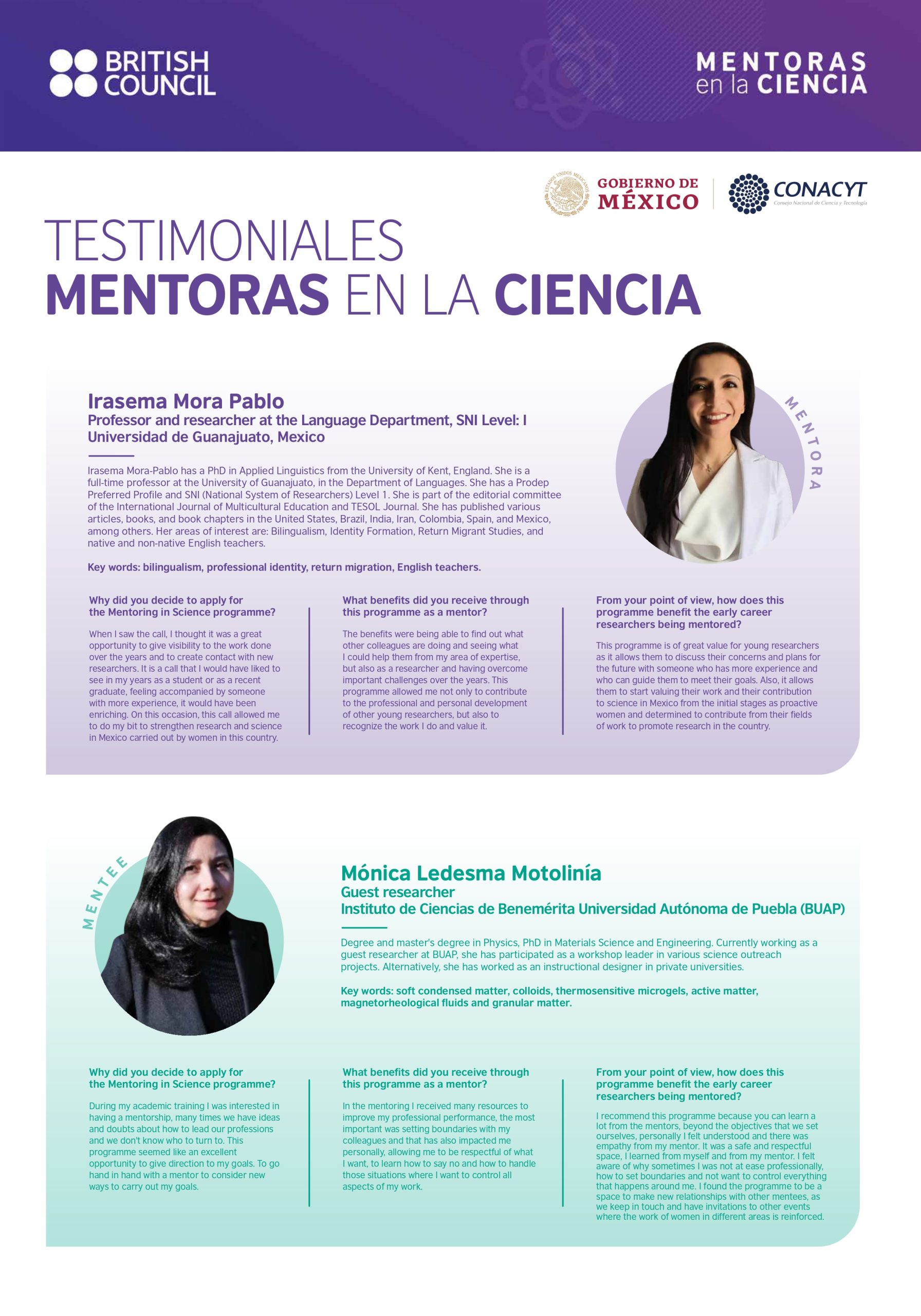 Mentoras en la ciencia. Consejo Británico/Conacyt